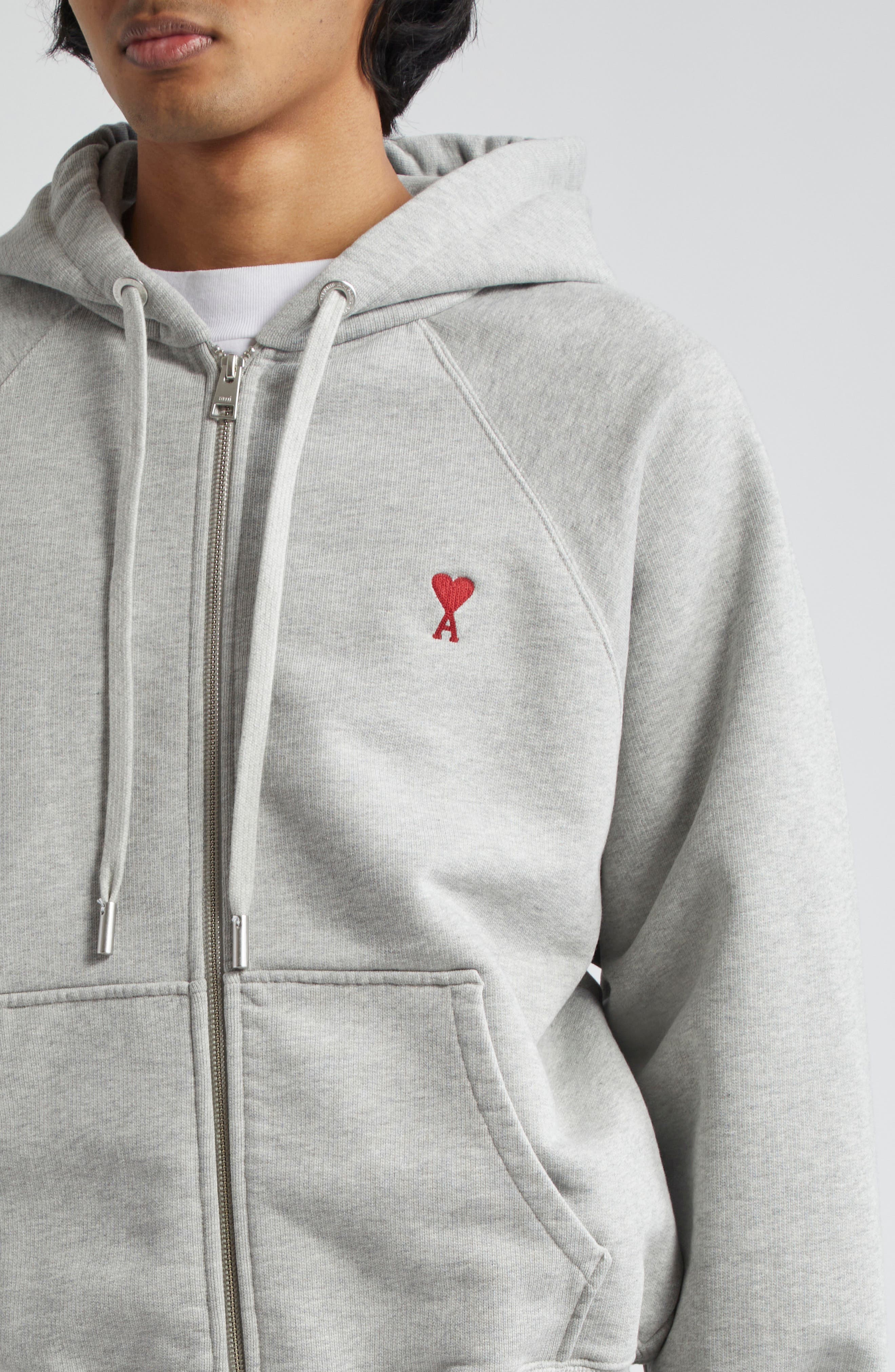 AMI PARIS Ami de Coeur Logo Embroidered Zip Hoodie (Men) | Nordstrom