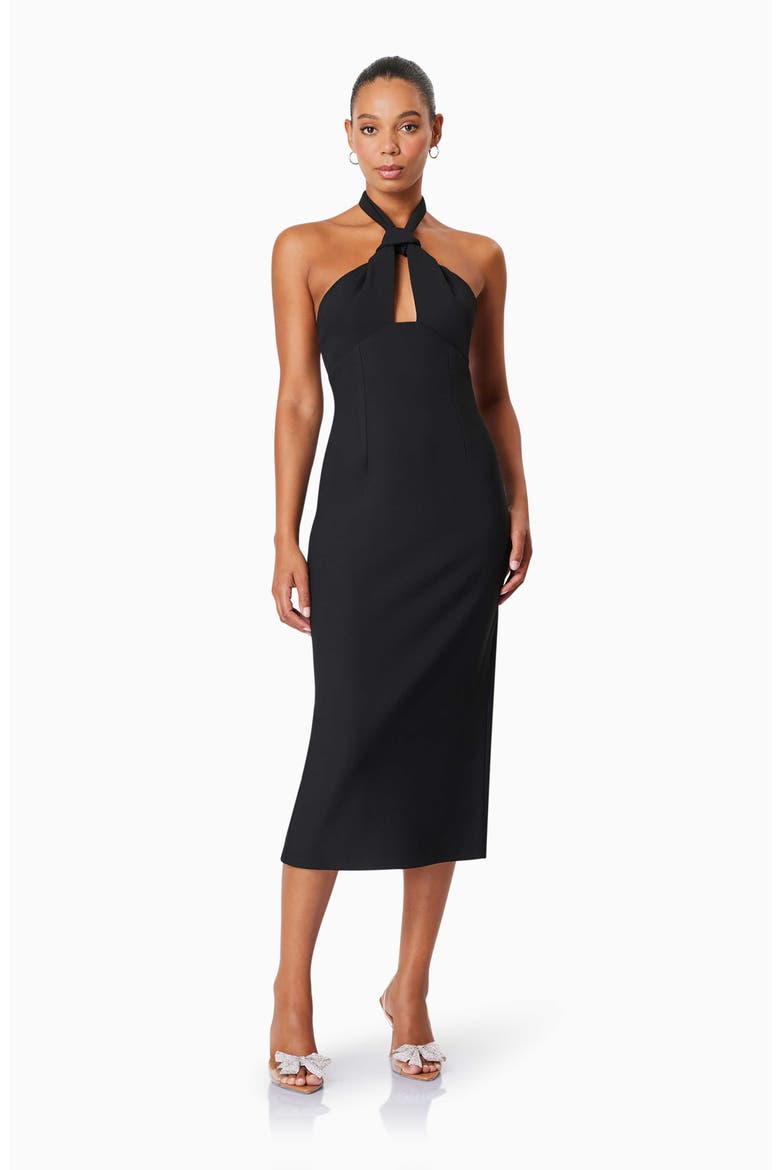 Victoria Halter Neck Stretch Crepe Cocktail Dress, Alternate, color, BLACK