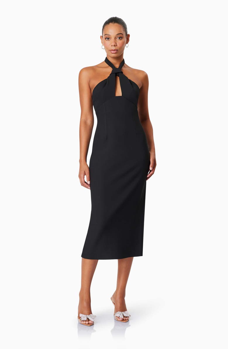 Elliatt Victoria Halter Neck Stretch Crepe Cocktail Dress, Alternate, color, Black