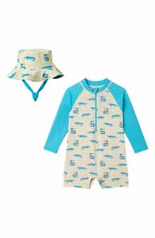Andy & Evan Long Sleeve One-Piece Swimsuit & Sun Hat