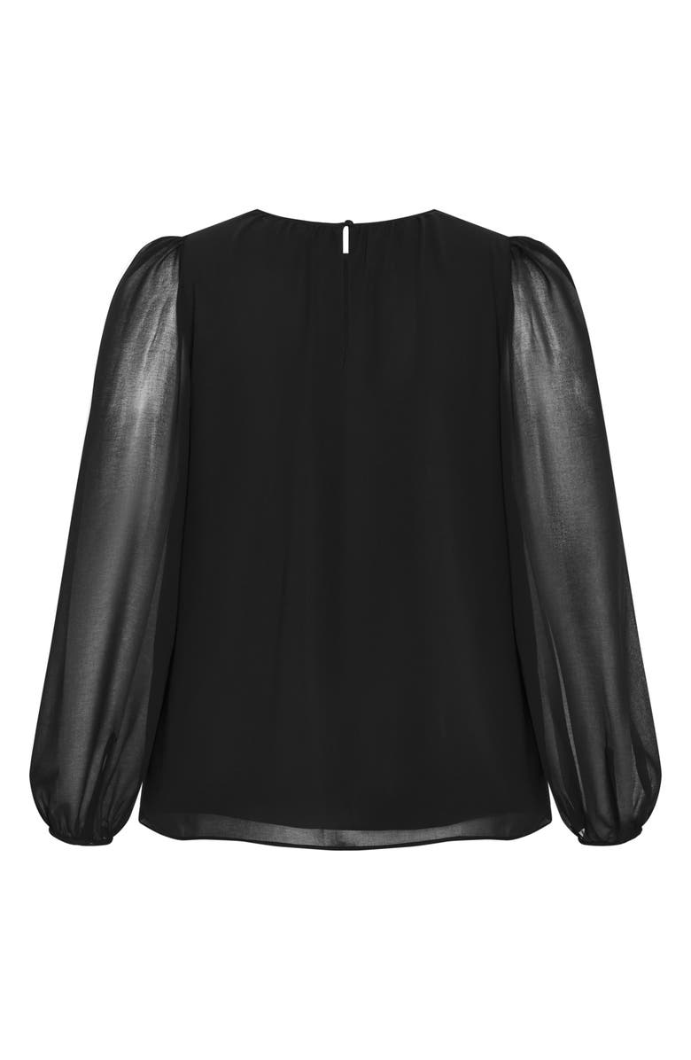 City Chic Kelly Sheer Sleeve Top, Alternate, color, Black