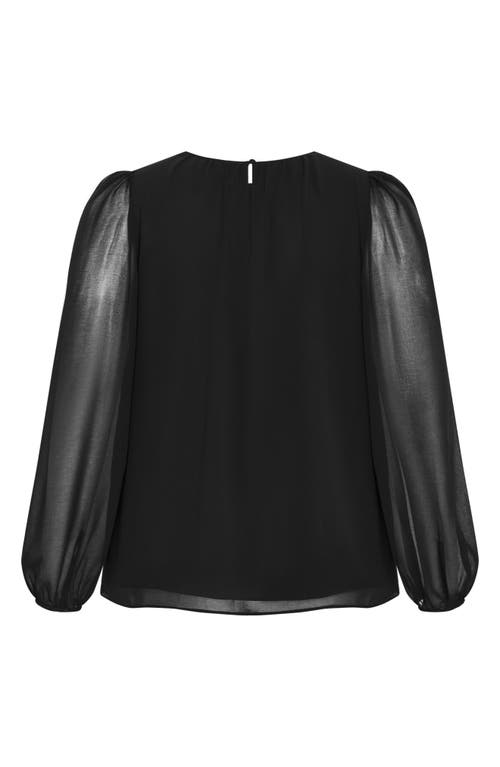 City Chic Kelly Sheer Sleeve Top In Black