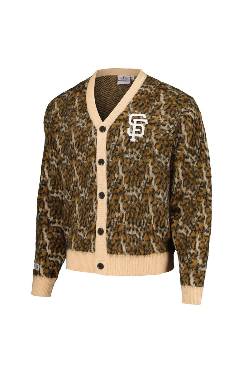 PLEASURES Men's PLEASURES Brown San Francisco Giants Cheetah Cardigan Button-Up Sweater, Alternate, color, 