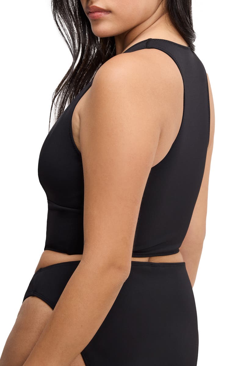 Good American Compression Zip-Up Support Top, Alternate, color, Black001