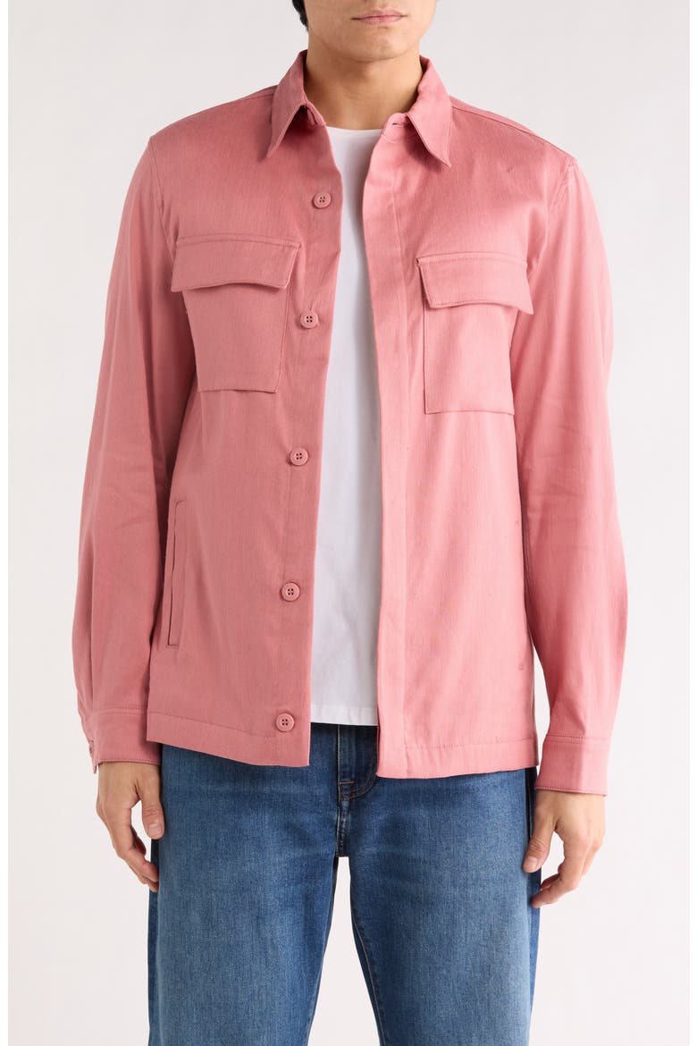 Linen & Cotton Button-Up Shirt Jacket, Main, color, DUSTY PINK