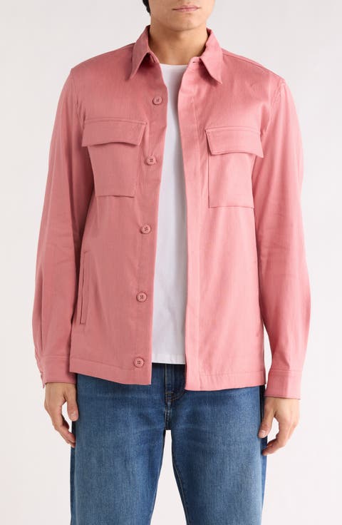 Linen & Cotton Button-Up Shirt Jacket