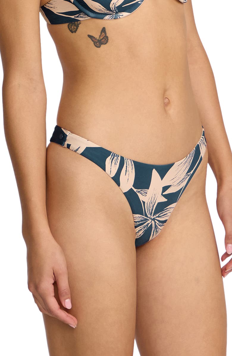 Volcom Bloom Tiny Cheekini Bikini Bottoms, Alternate, color, Harbor Blu