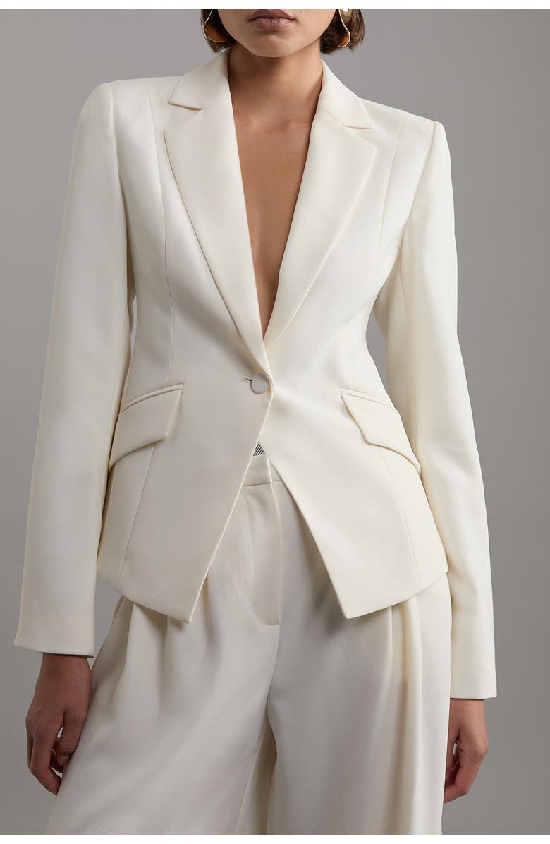 Karen Millen Crepe Blazer Jacket, Alternate, color, Ivory