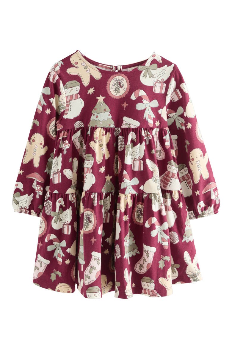 Kids' Long Sleeve Print Skater Dress, Main, color, RED