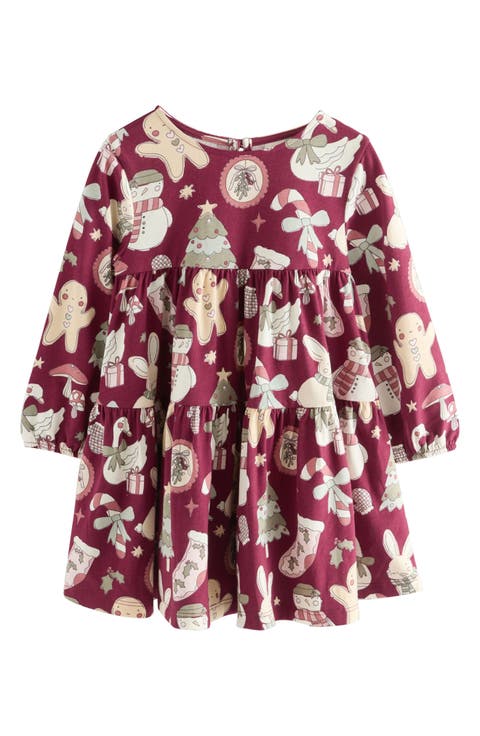 Kids' Long Sleeve Print Skater Dress (Baby, Toddler & Little Kid)