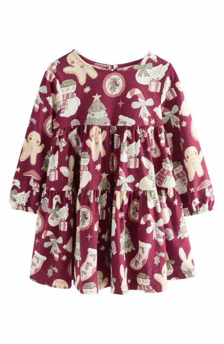 NEXT Kids' Long Sleeve Print Skater Dress