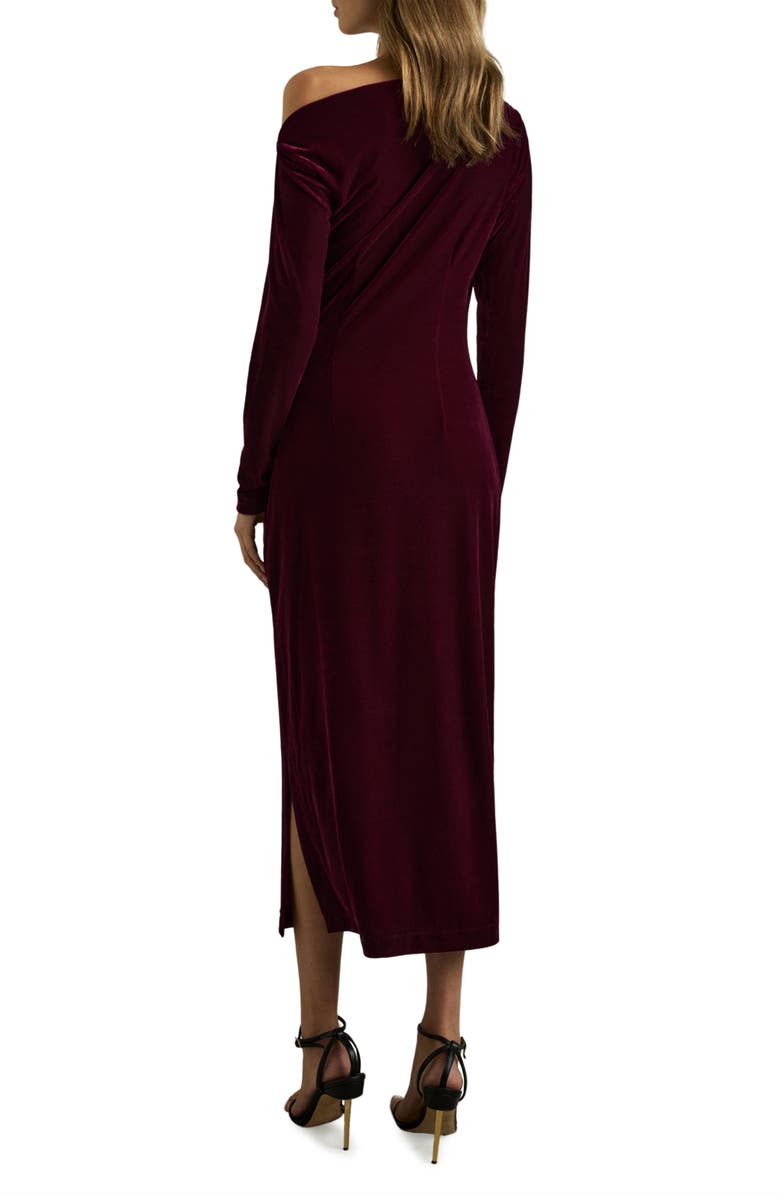 Reiss Brooke One-Shoulder Long Sleeve Velvet Midi Dress, Alternate, color, 