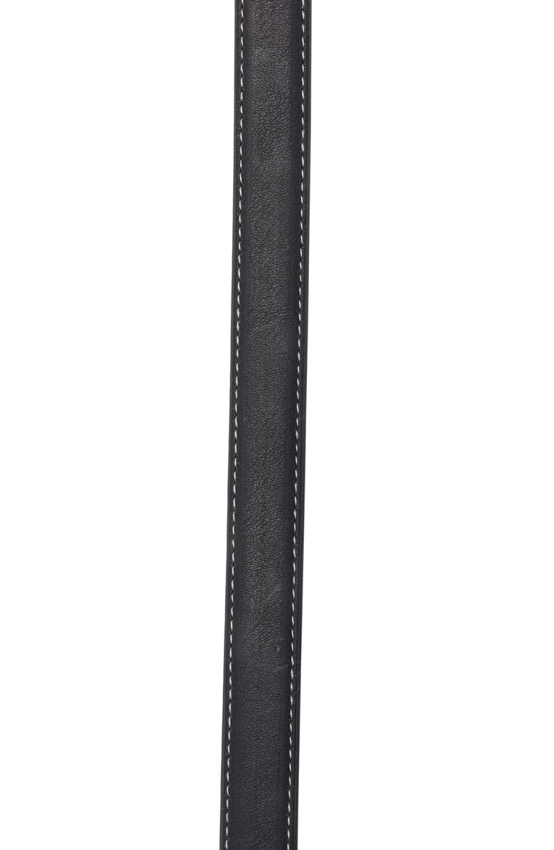Vince Camuto Stitch Edge Skinny Belt, Alternate, color, Black Silver