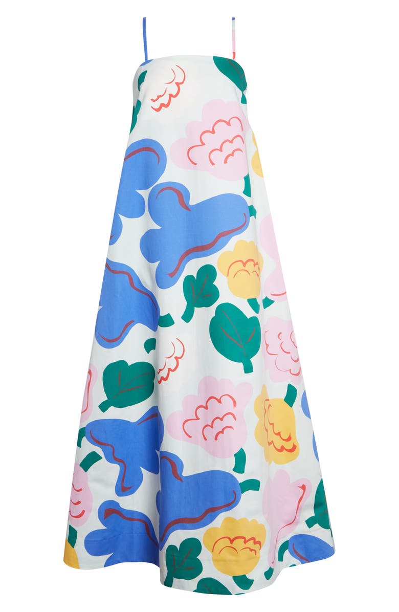 Marimekko Huvittaa Kukasta Kukkaan Floral Cotton & Linen Maxi Dress, Main, color, Light Green/ Green/ Blue