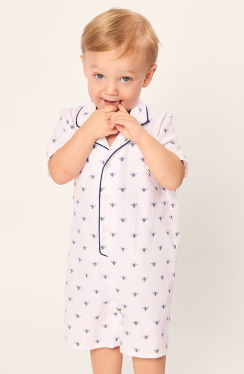 Petite Plume Summer Fitted Twill One-piece Pajamas In White