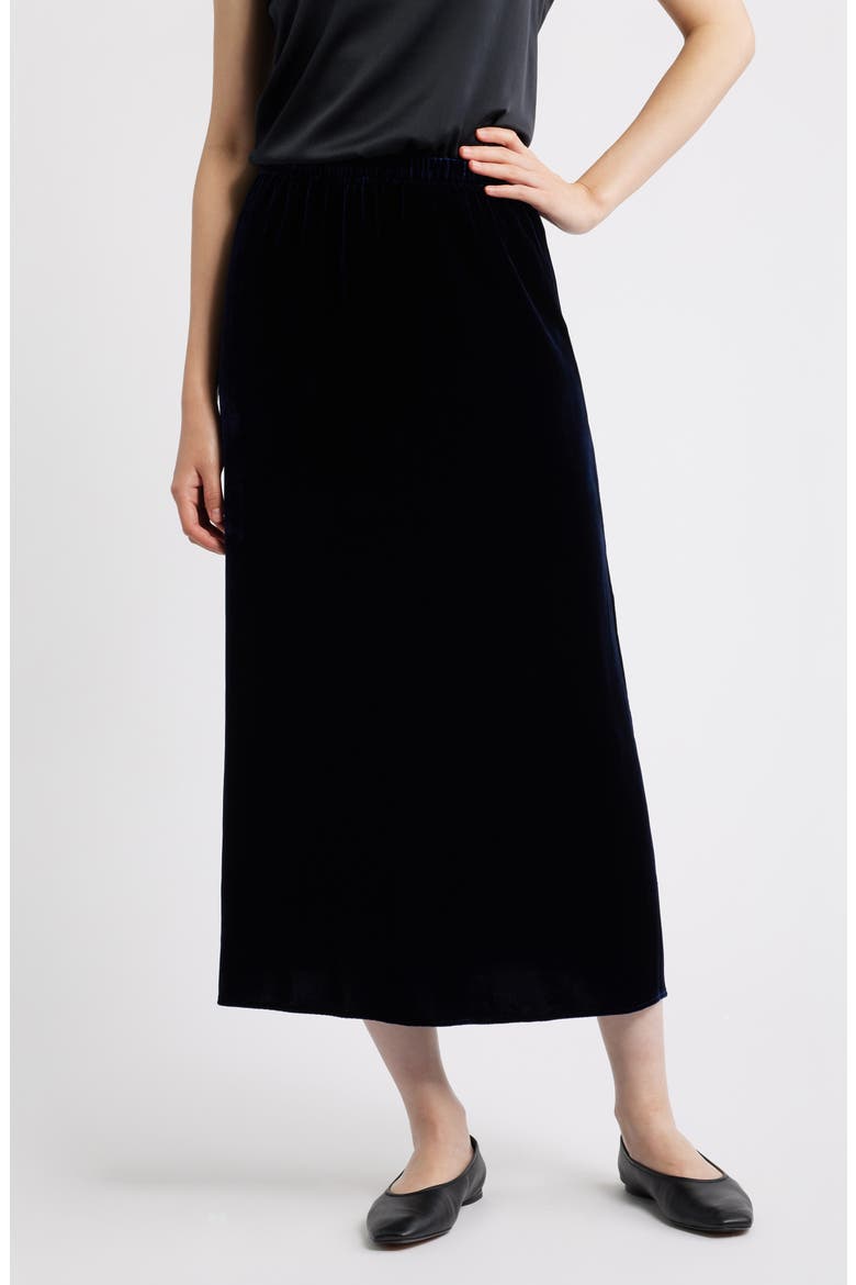 Velvet Midi A-Line Skirt, Main, color, INK