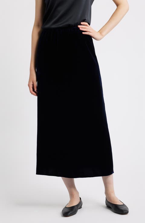 Velvet Midi A-Line Skirt