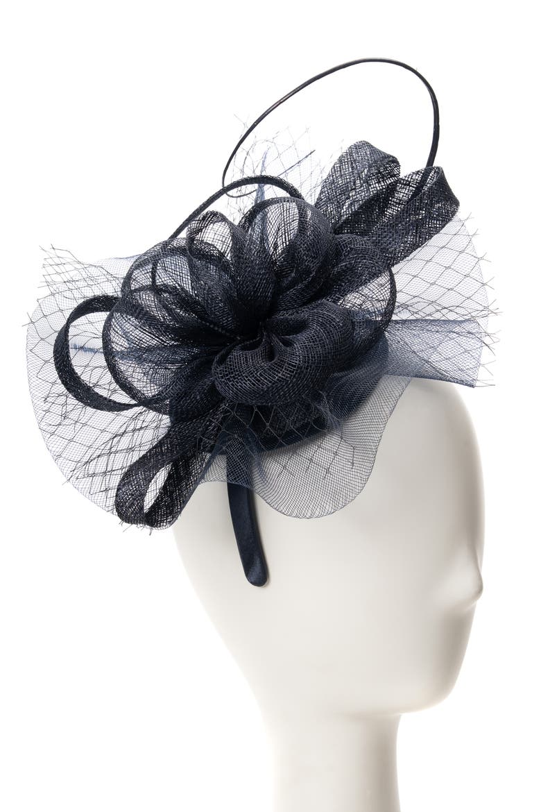 Sinamay Swirl Fascinator, Alternate, color, NAVY