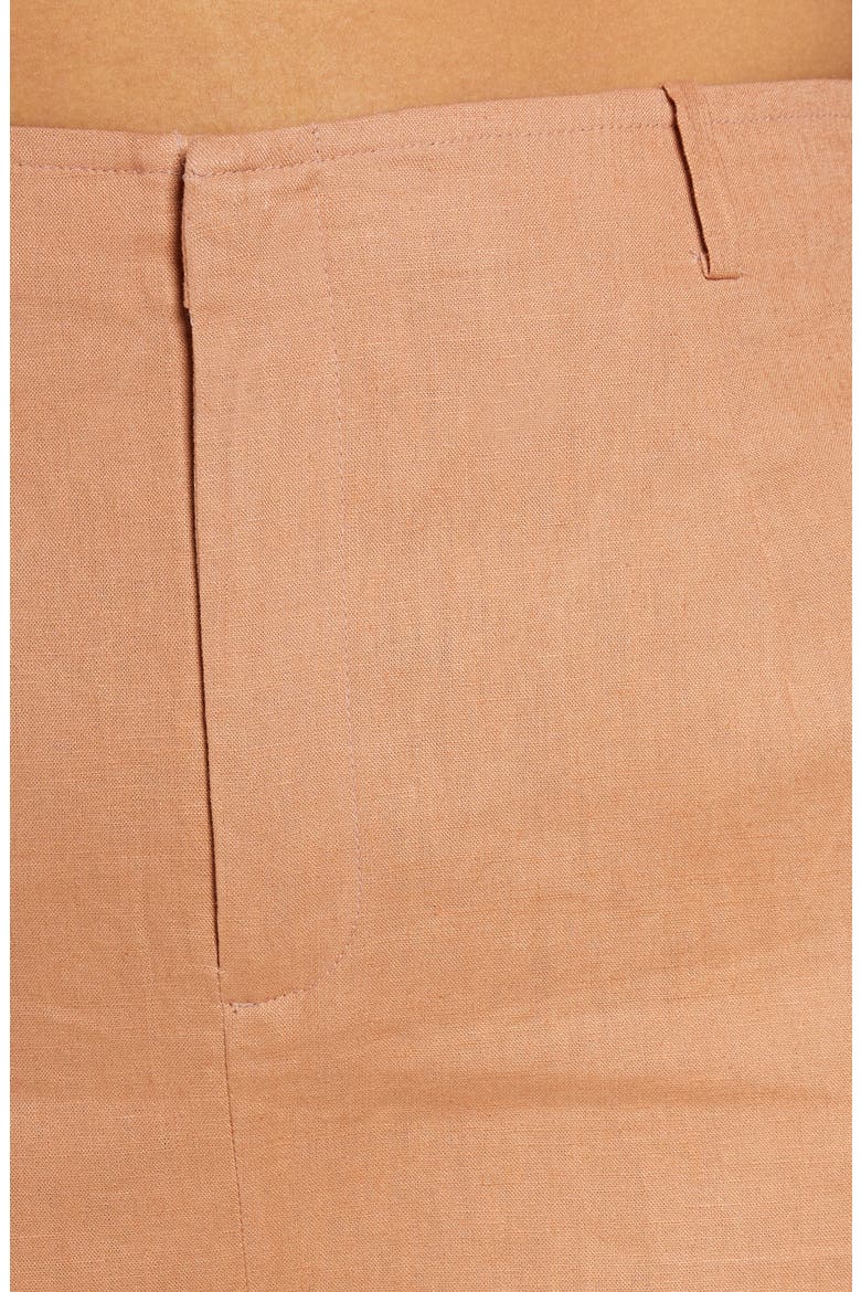 Wide Leg Linen Blend Stovepipe Pants, Alternate, color, TAN MOCHA