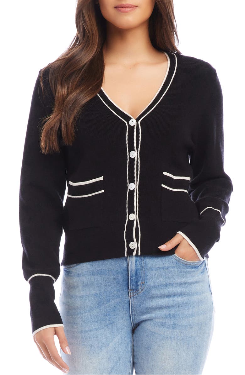Karen Kane Contrast Trim Cardigan, Main, color,