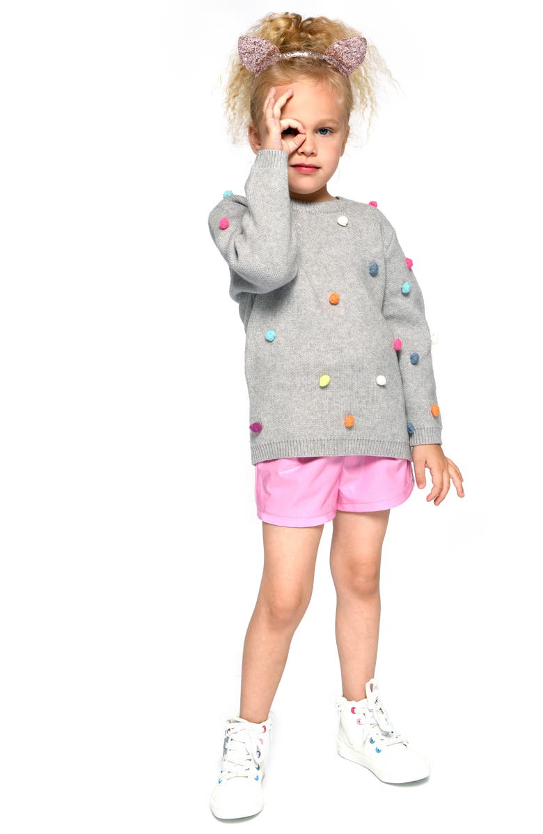 Truly Me Kid's Embellished Pompom Sweater, Alternate, color, 