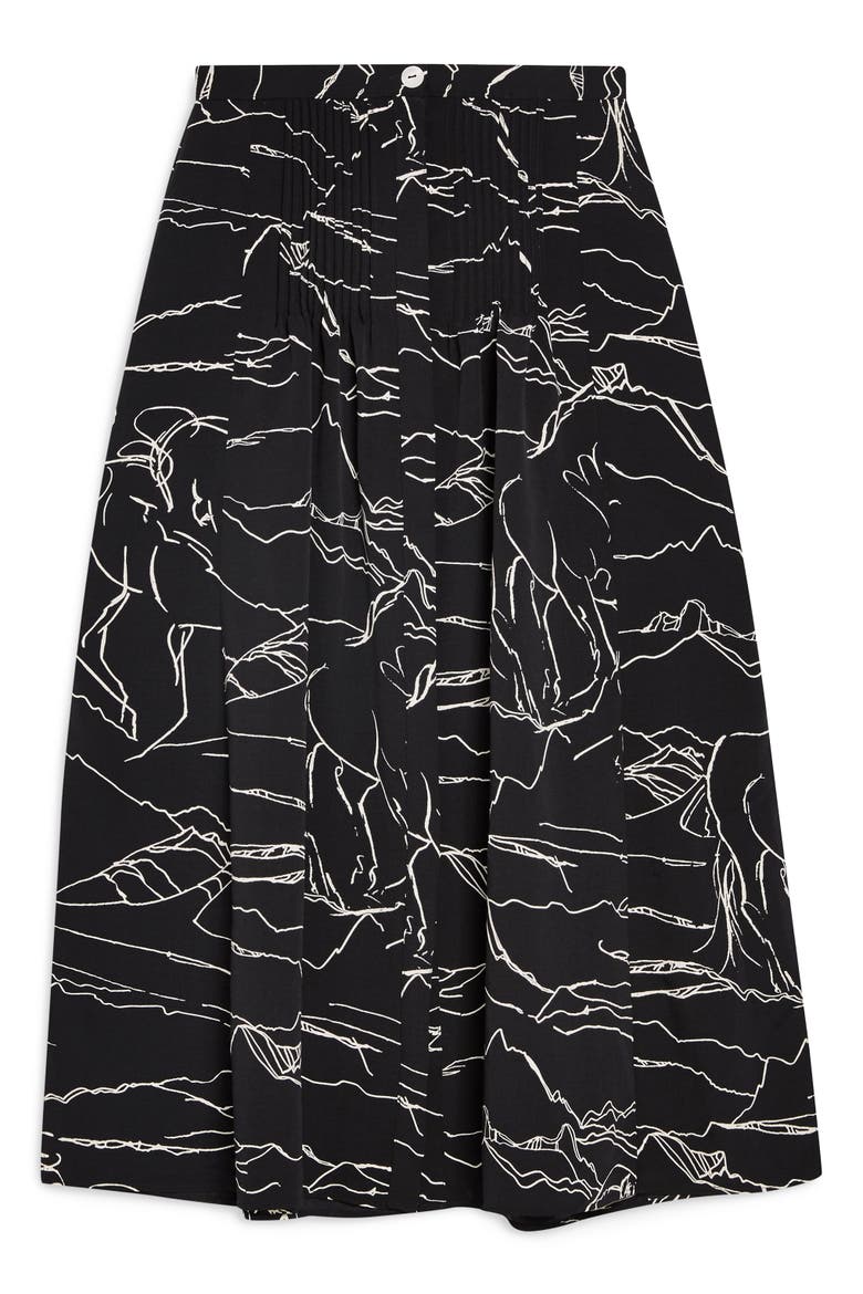 Horse Scribble Midi Skirt, Alternate, color, BLACK MULTI