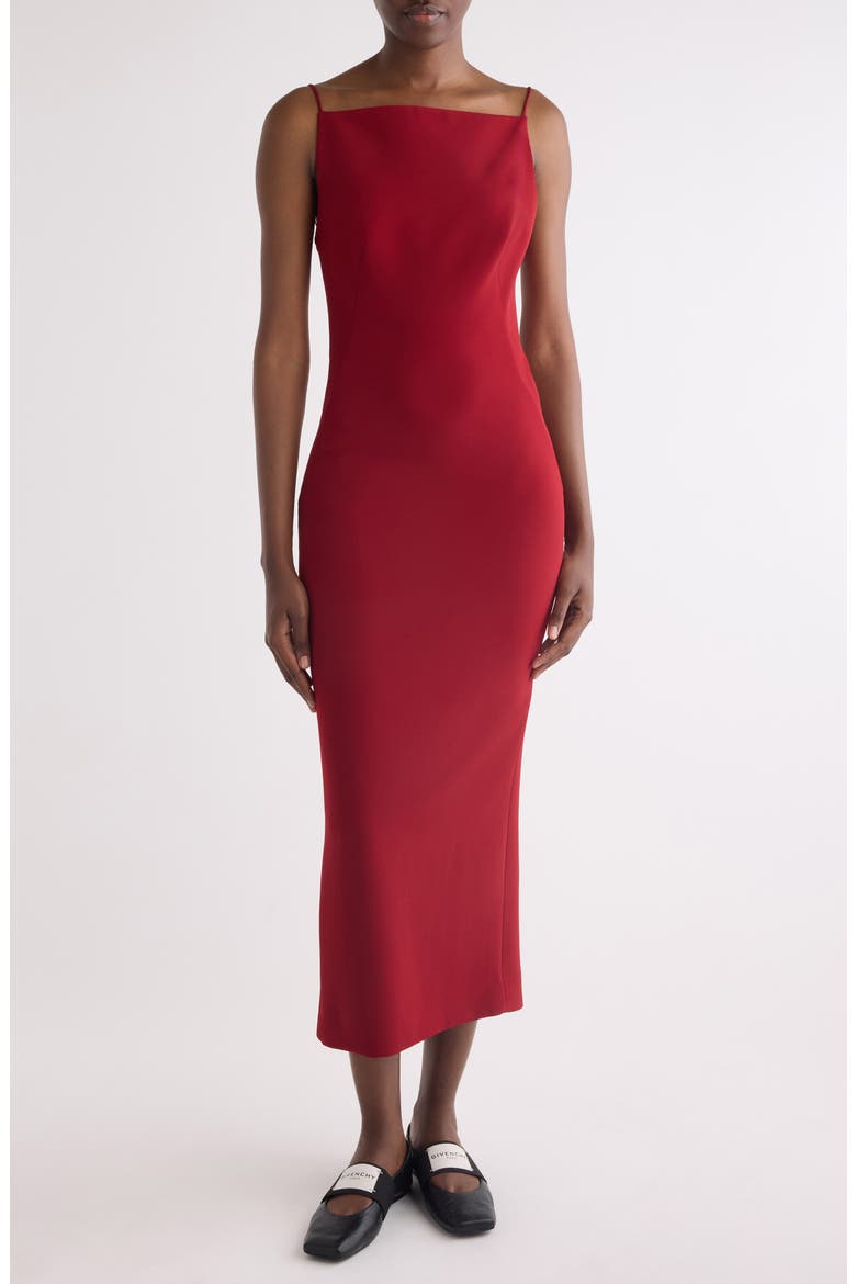 Tailored Cady Sheath Dress, Main, color, DARK RED