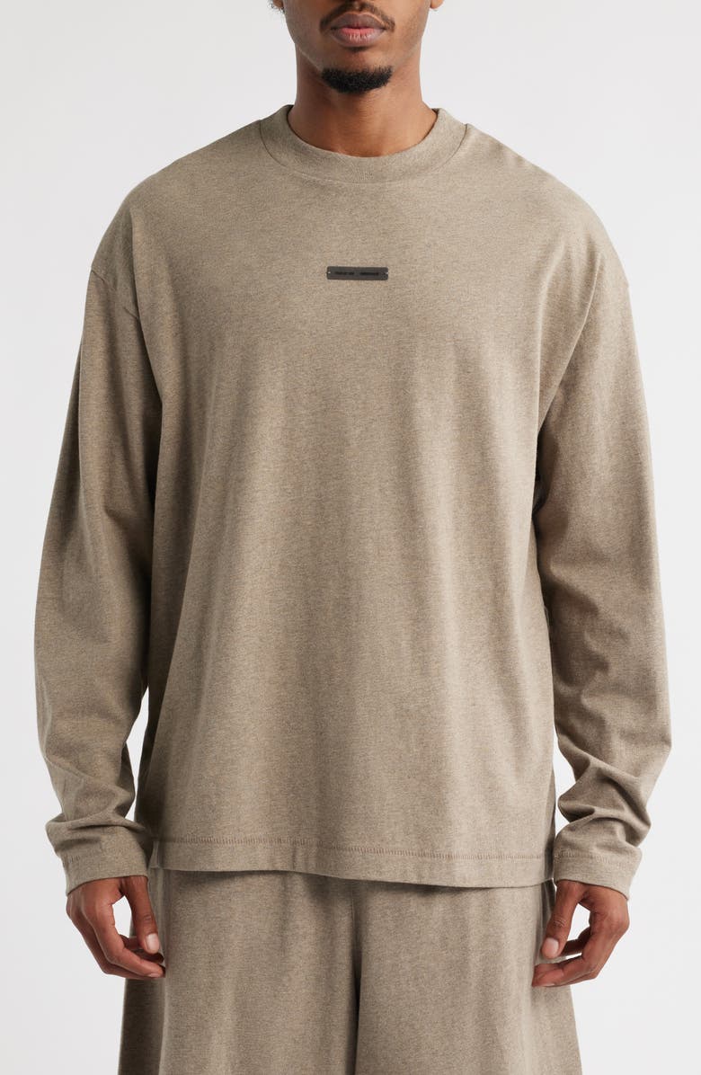 Fear of God Essentials Classic Fit Long Sleeve Logo Graphic T-Shirt, Main, color, Homestead Heather