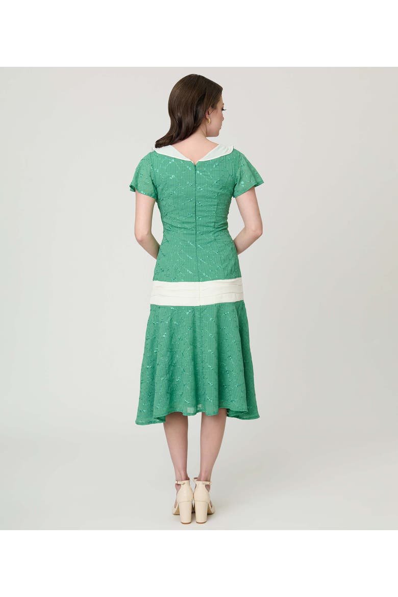 1920s Wilshire Flapper Day Dress, Alternate, color, Green W/Embroidery