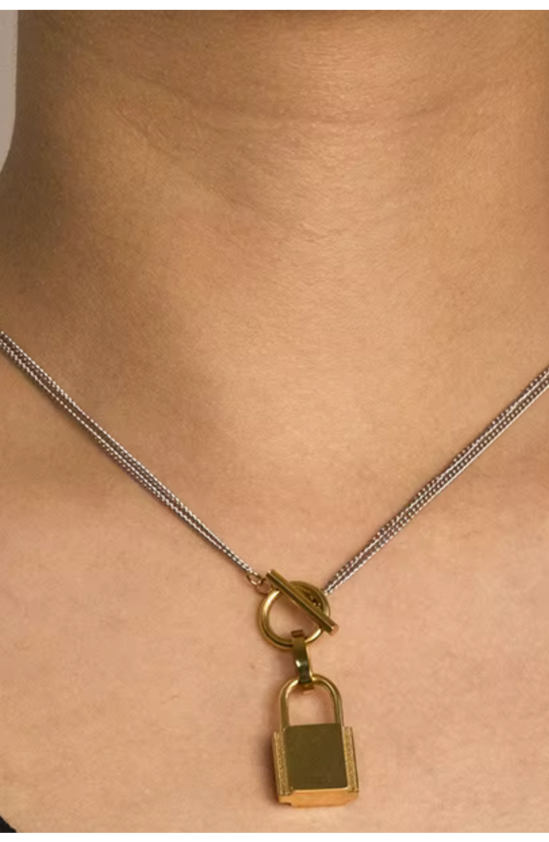 AKALIA Waterproof Gold Plated Padlock, Alternate, color, Gold