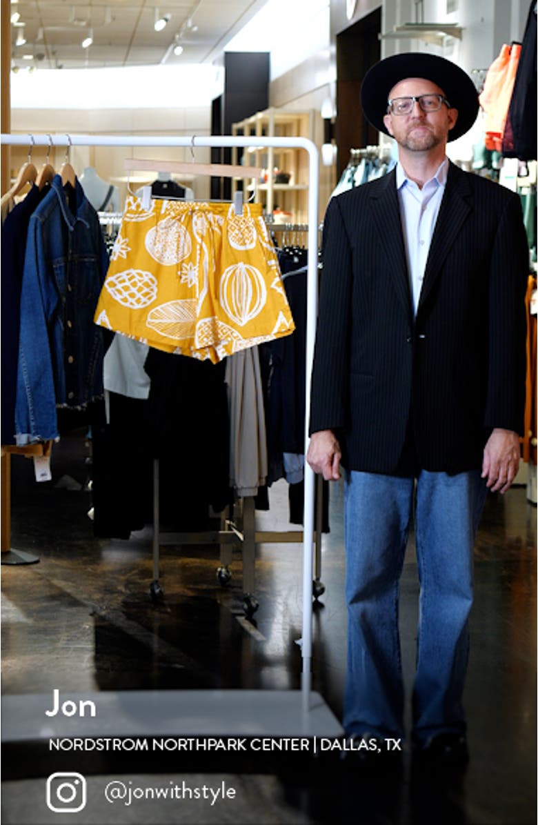 Honey Mixed Print Cotton & Linen Drawstring Shorts, sales video thumbnail