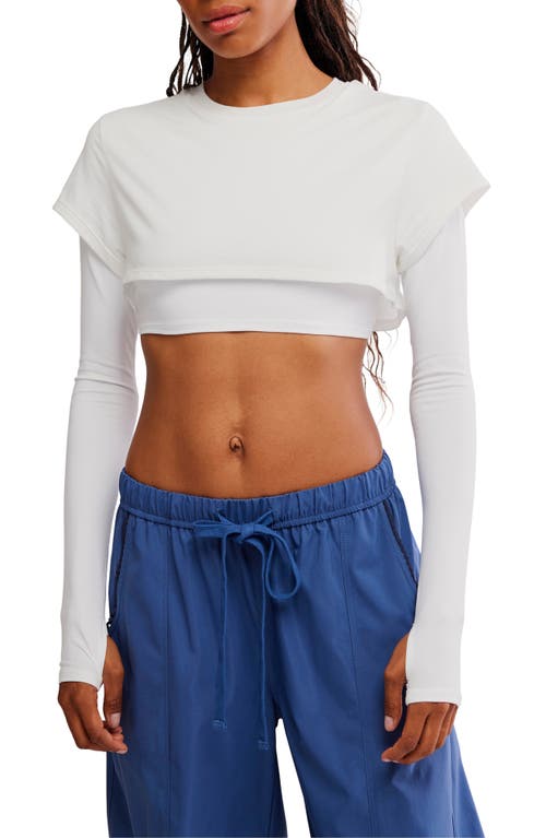 Free People Double Double Layer Crop Top In White