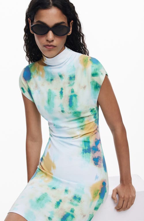 Desigual Mock Neck Dress In Blue