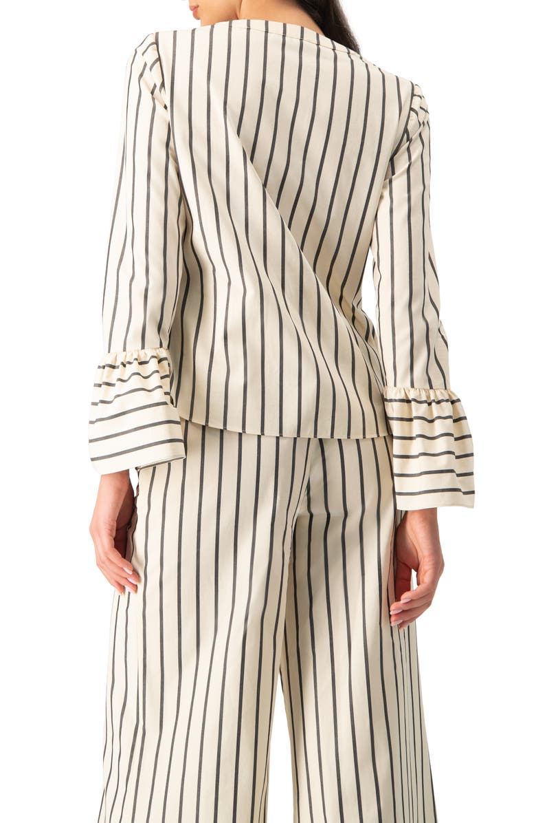 IVONNE Striped V-Neck Oversized Shirt, Alternate, color, Natural
