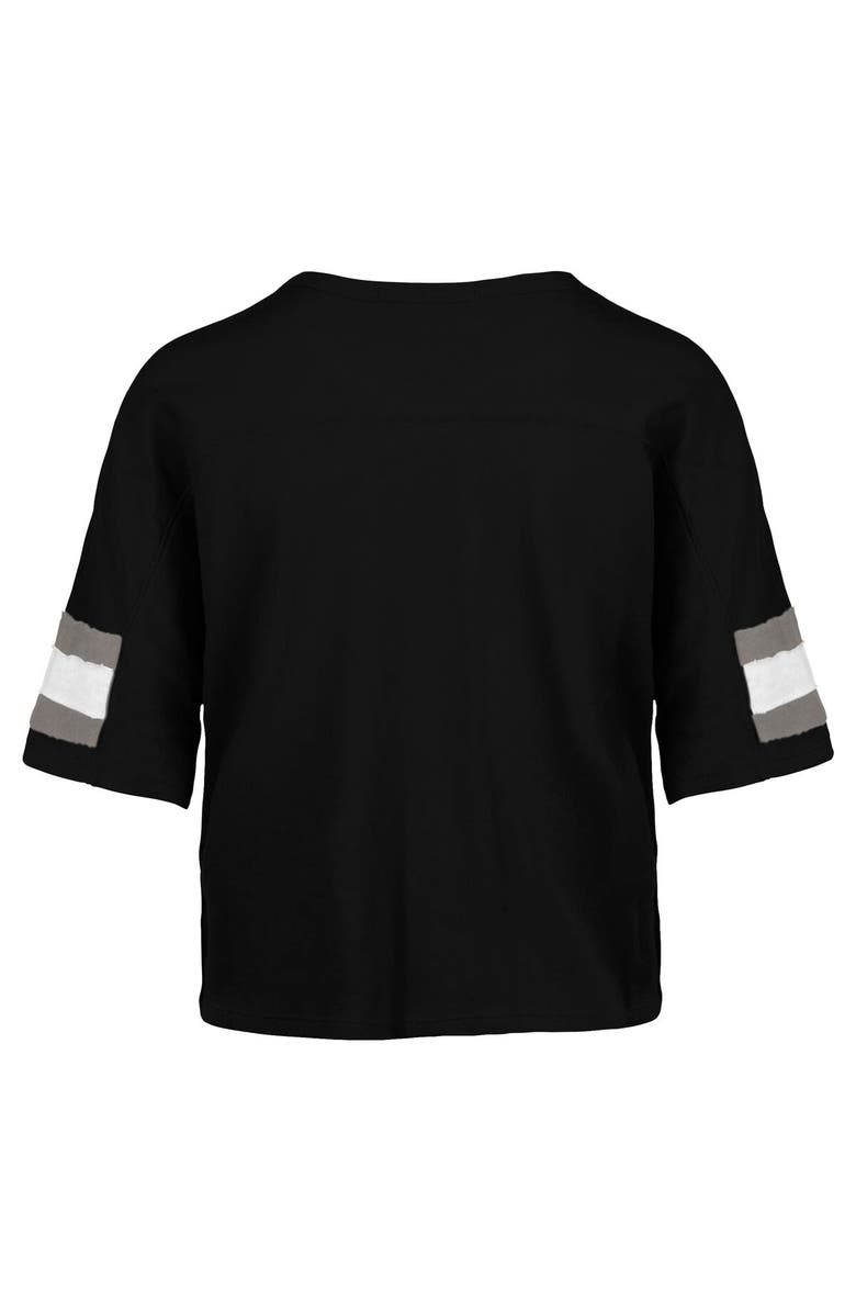 '47 Women's '47 Black Las Vegas Raiders Double Header Scout Cropped V-Neck T-Shirt, Alternate, color, Black