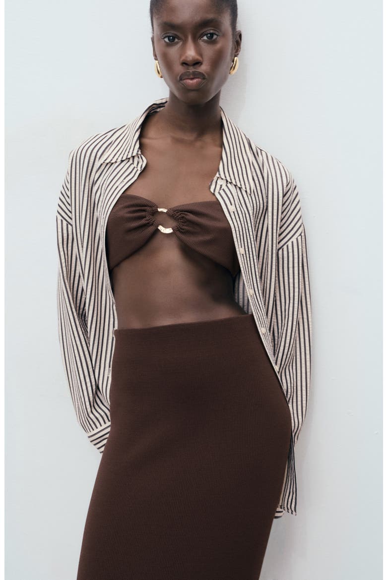 Knit Midi Skirt, Alternate, color, CHOCOLATE