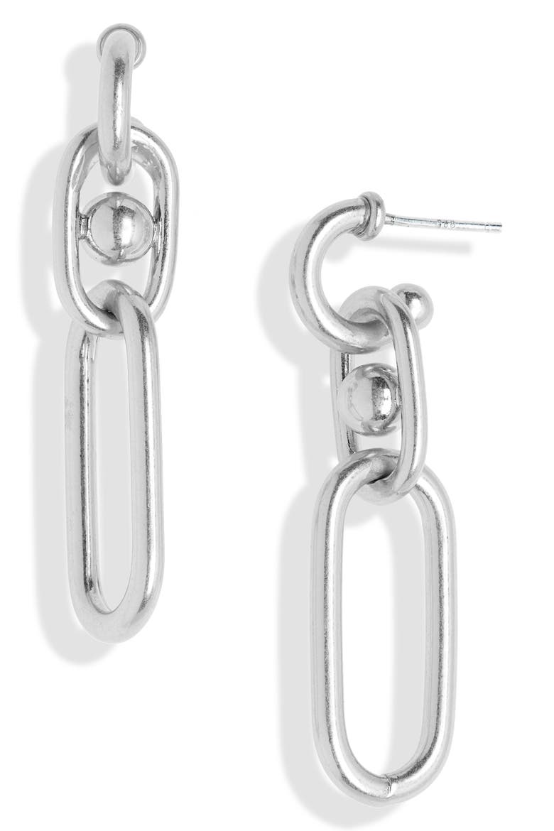 Beadlink Drop Earrings, Main, color, VINTAGE SILVER