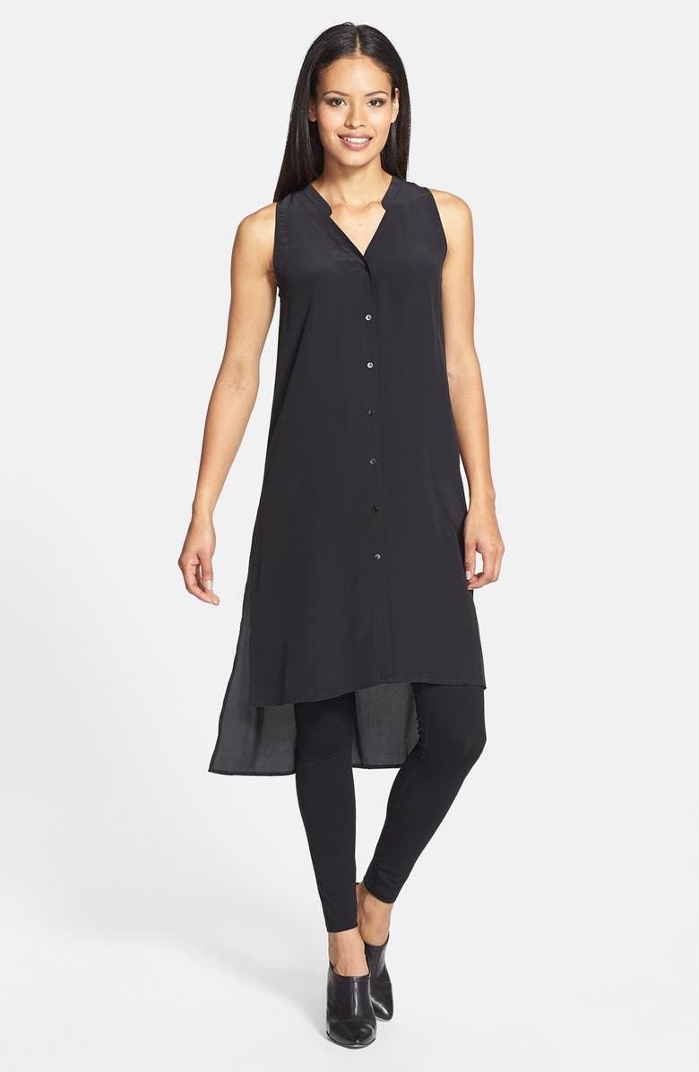 Eileen Fisher Silk Crepe V-Neck Tunic Dress, Main, color, 