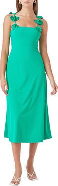 Endless Rose Rosette Strap Jersey Midi Dress
