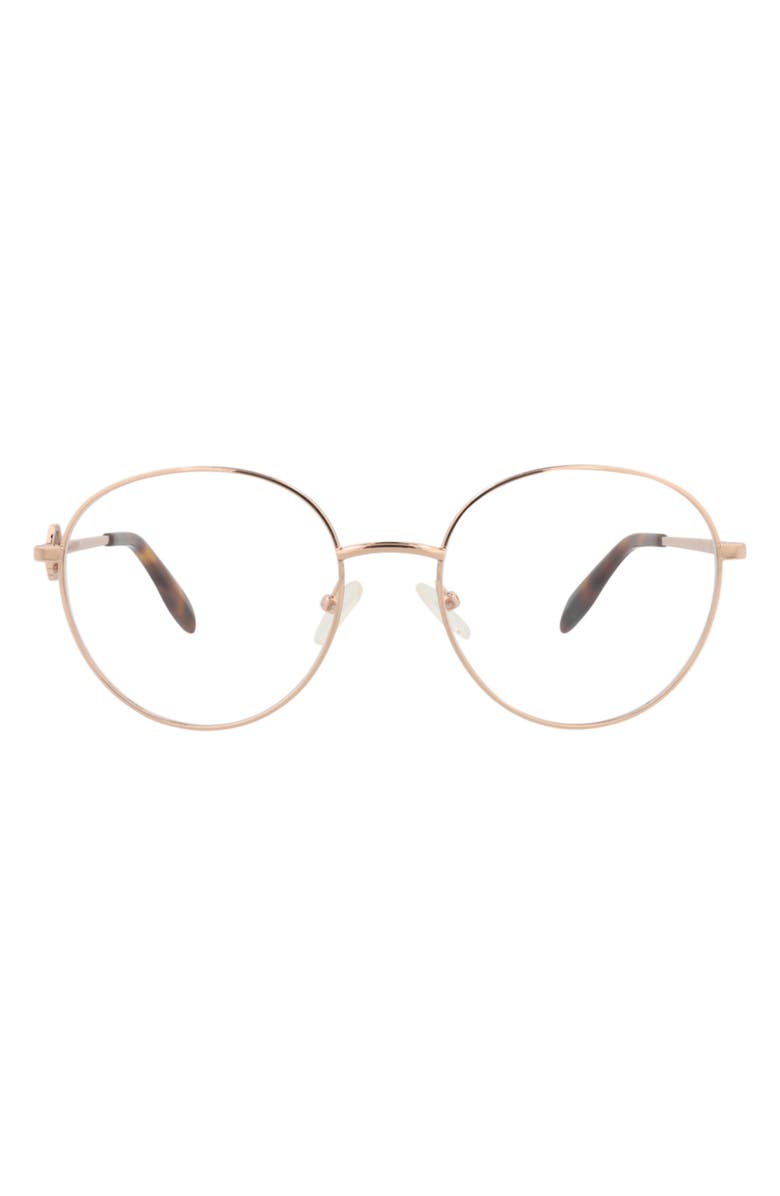 McQueen 55mm Round Optical Glasses, Main, color, Gold Gold Transparent