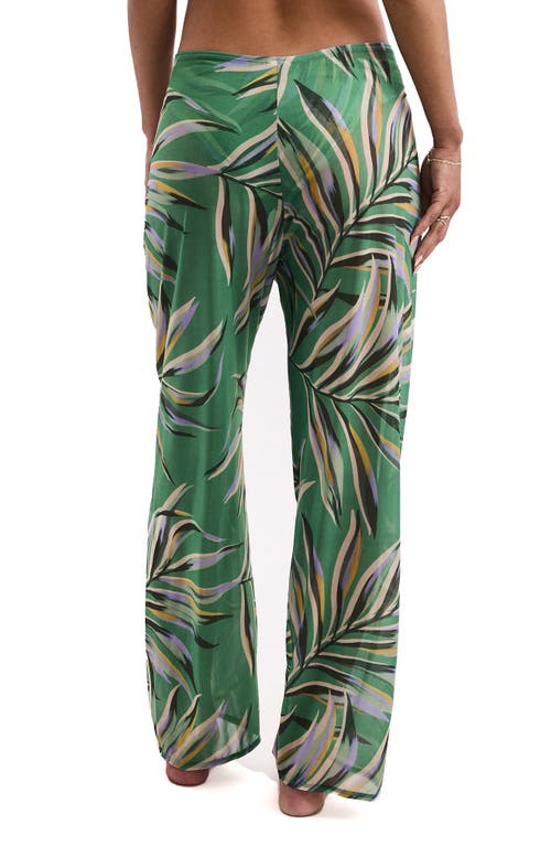 Mimi Flamingo Riley Tie Front Stretch Mesh Cover-up Pants In Green