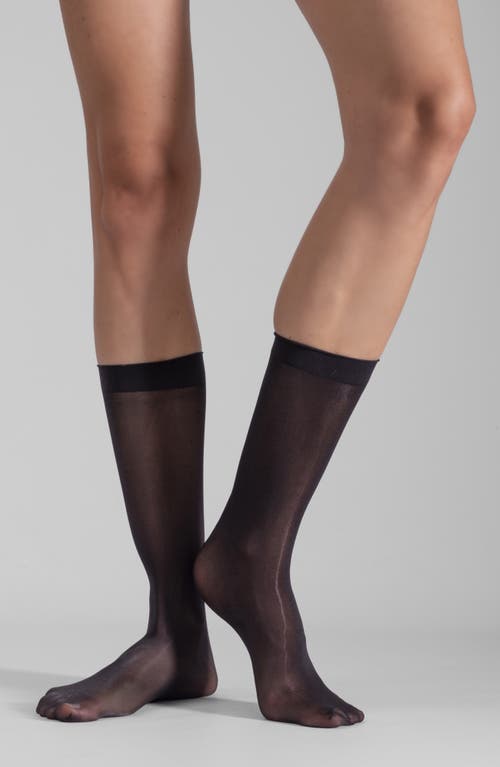 Lechery ® 2-pack Lustrous Silky Sheer Crew Socks In Black