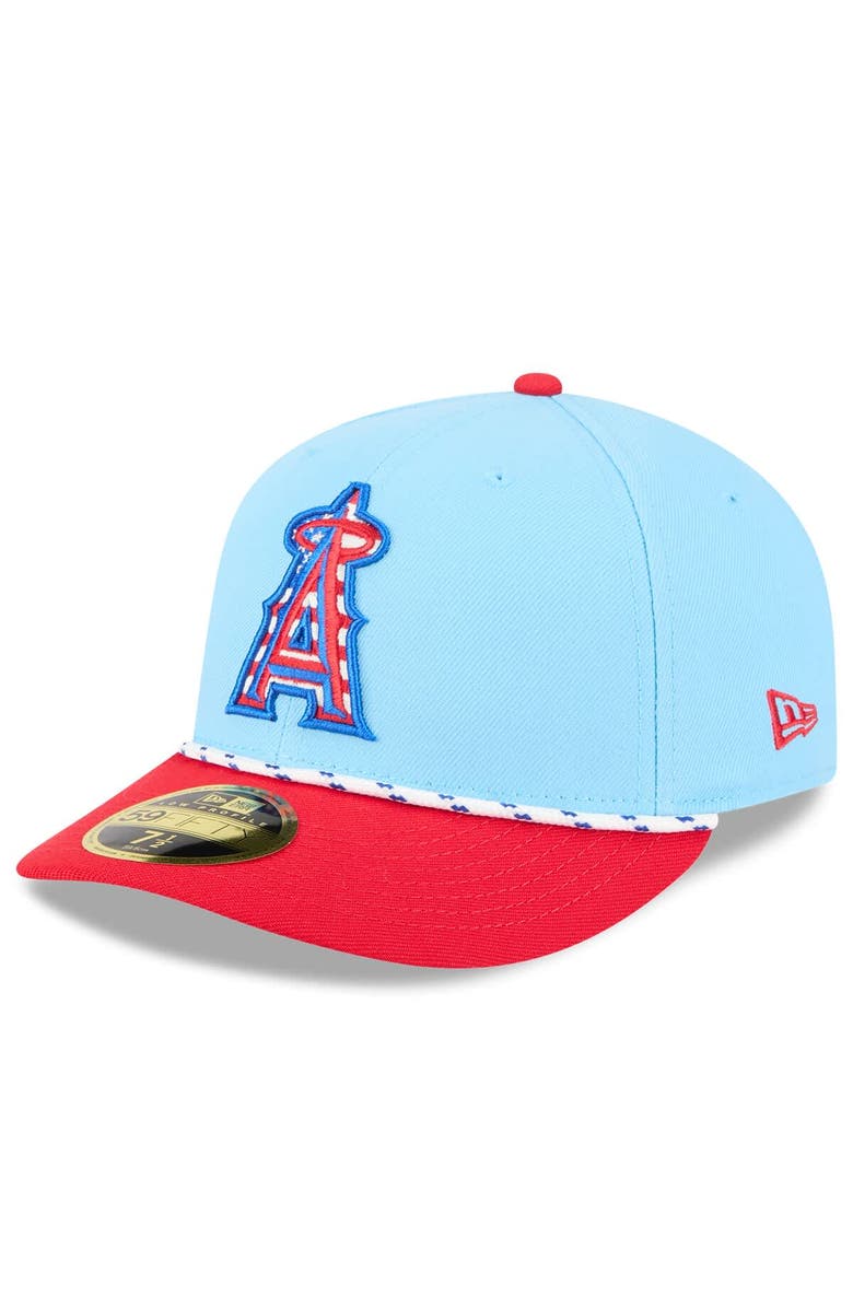 New Era Men's New Era Light Blue/Red Los Angeles Angels 2025 Fourth of July Low Profile 59FIFTY Fitted Hat, Main, color, Light Blue