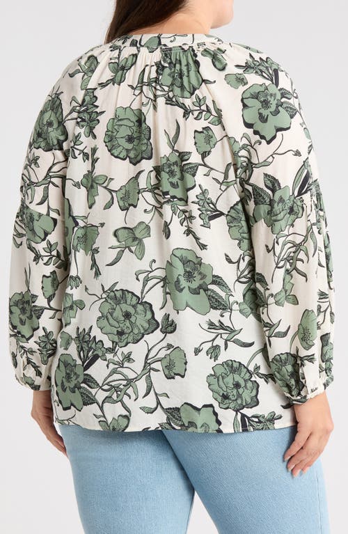 Caslon ® Floral Long Sleeve Popover Top In Green