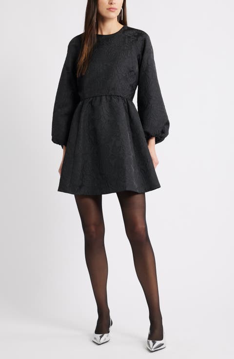 Long Sleeve Jaquard Minidress
