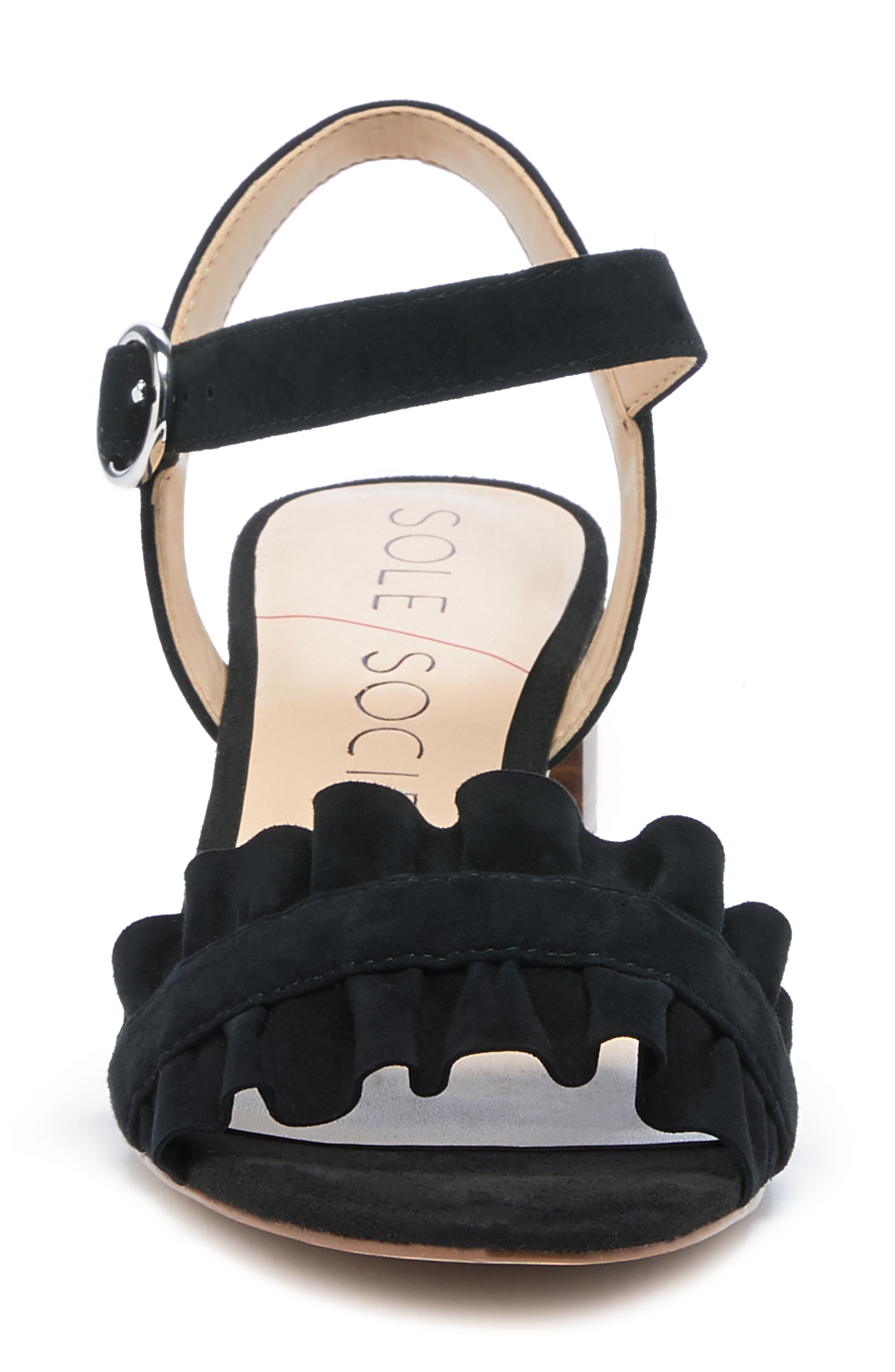 Scyler Ruffle Sandal, Alternate, color, BLACK SUEDE