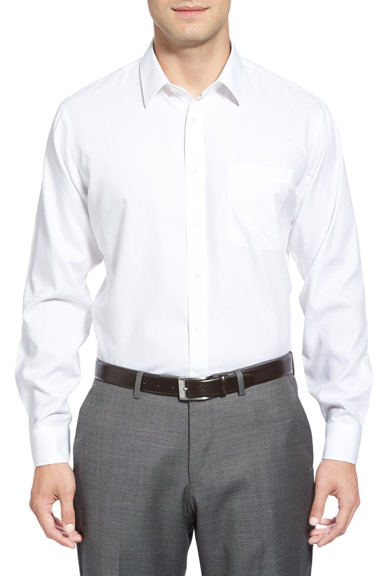 Nordstrom Smartcare™ Wrinkle Free Trim Fit Herringbone Dress Shirt, Alternate, color, WHITE
