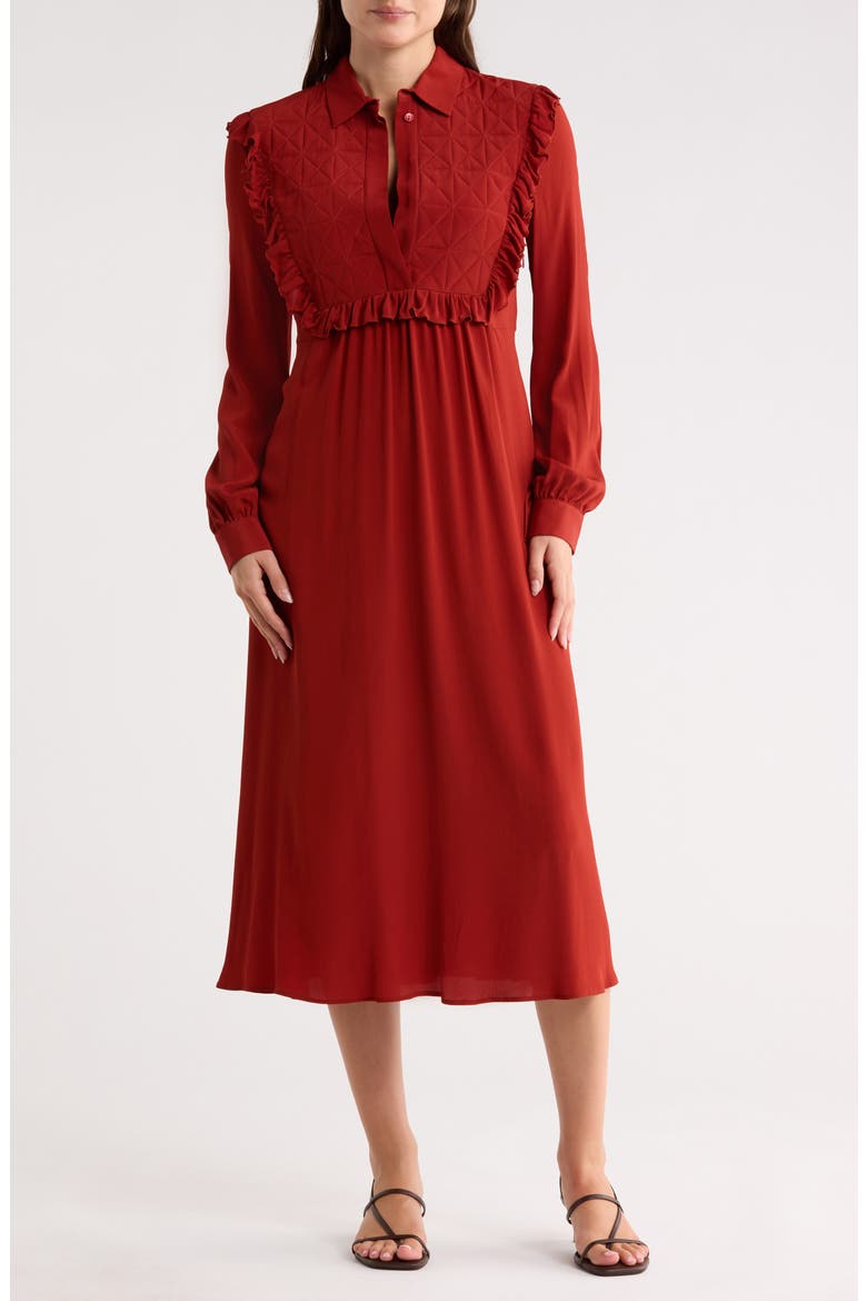 Long Sleeve Midi Dress, Main, color, SIENNA