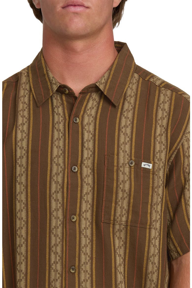Sundays Stripe Jacquard Short Sleeve Cotton Button-Up Shirt, Alternate, color, VINTAGE KHAKI