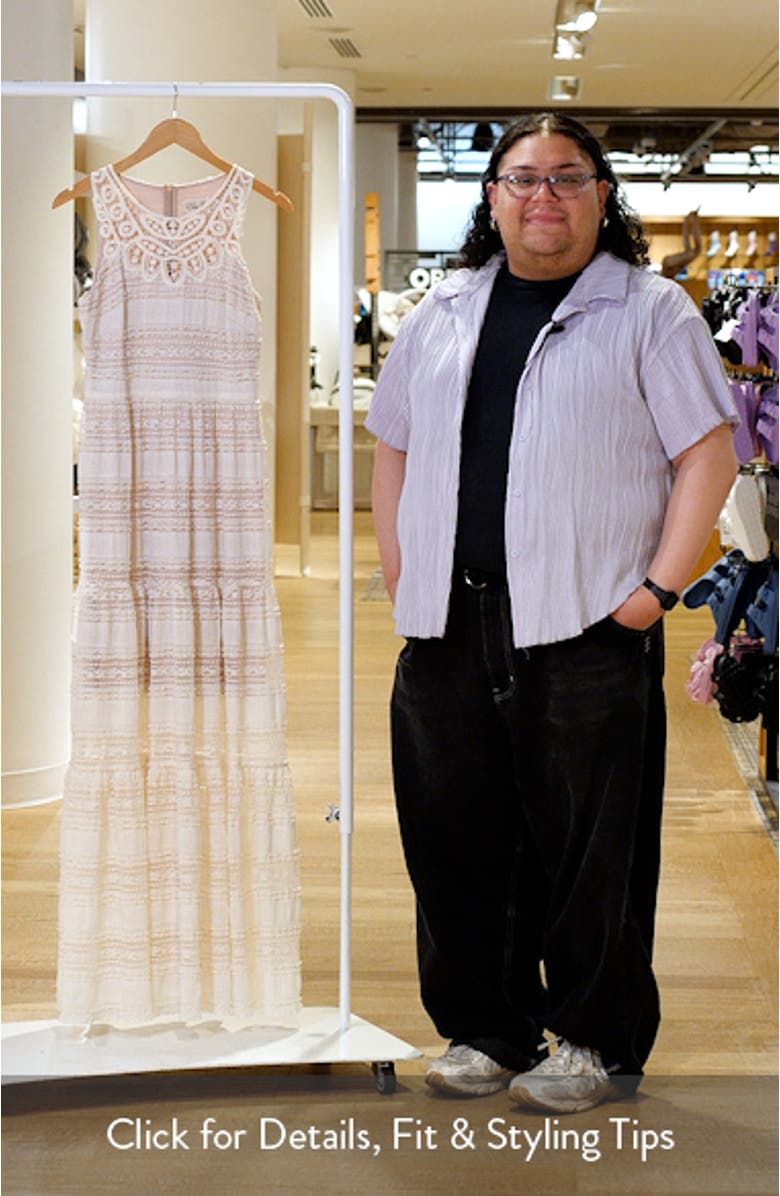 Mixed Media Embroidered Lace Maxi Dress, sales video thumbnail